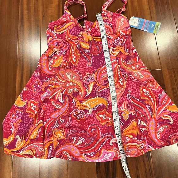 New NWT Swim Solutions Fuschia Pink Swim Dress One Piece Paisley‎ Print Sz 8 - Picture 6 of 12